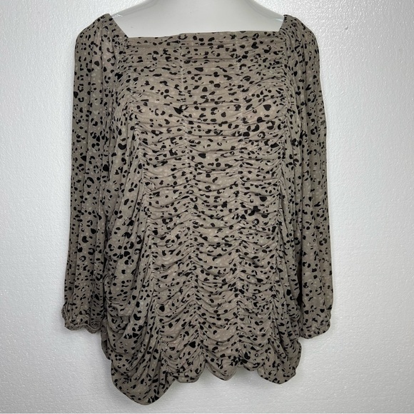 Cato Tops - Cato Plus 18/20W Gray w/Black Flecks Knit Peasant Top 3/4 Sleeve